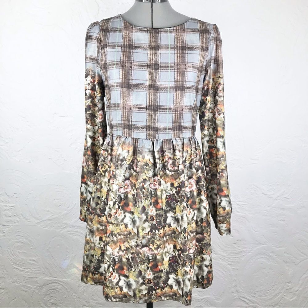 Freeway Plaid and Floral Complimentary Print  Dress